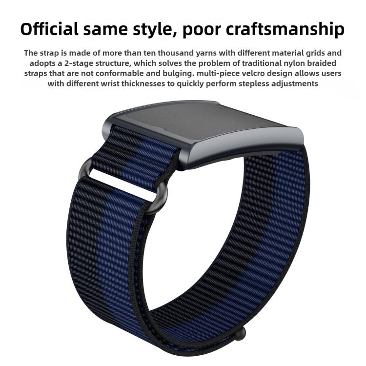 For Amazfit Helio Strap Metal Ring Two Sections Nylon Hook and Loop Fastener Watch Band(Kibu White) - free shipping - PMC TechLife - Order now!