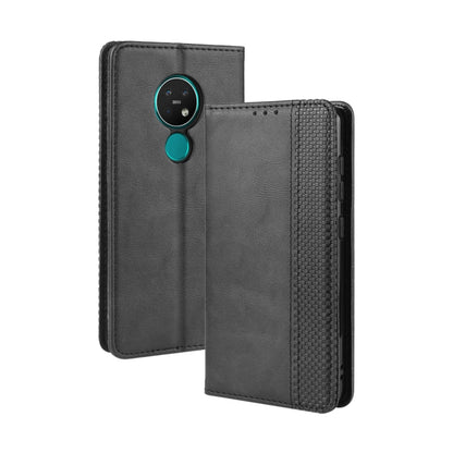 For Nokia 7.2 / Nokia 6.2 Magnetic Buckle Retro Crazy Horse Texture Horizontal Flip Leather Case , with Holder & Card Slots & Photo Frame(Black) - Nokia Cases by PMC Jewellery | Online Shopping South Africa | PMC Jewellery | Buy Now Pay Later Mobicred