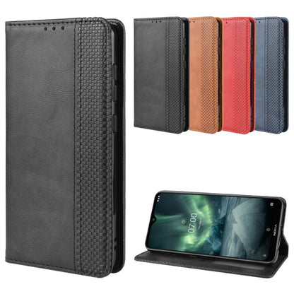 For Nokia 7.2 / Nokia 6.2 Magnetic Buckle Retro Crazy Horse Texture Horizontal Flip Leather Case , with Holder & Card Slots & Photo Frame(Black) - Nokia Cases by PMC Jewellery | Online Shopping South Africa | PMC Jewellery | Buy Now Pay Later Mobicred