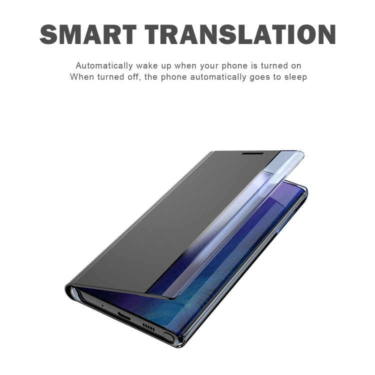 For Galaxy S20 Plus Side Display Magnetic Horizontal Flip Plain Texture Cloth + PC Case with Holder & Sleep / Wake-up Function(Black) - Galaxy Phone Cases by PMC TechLife | Online Shopping South Africa | PMC TechLife