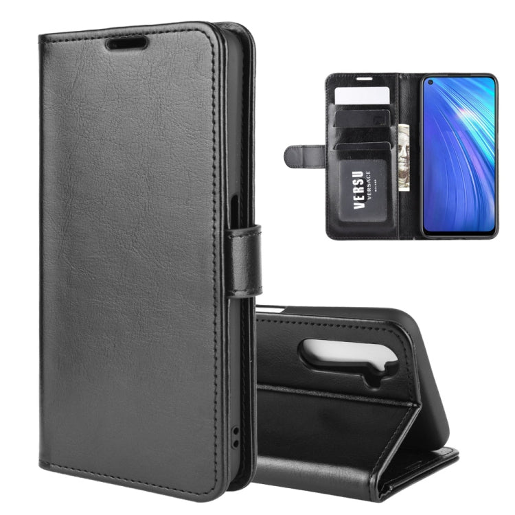 For OPPO Realme 6 R64 Texture Single Horizontal Flip Protective Case with Holder & Card Slots & Wallet& Photo Frame(Black) - Realme Cases by PMC Jewellery | Online Shopping South Africa | PMC Jewellery | Buy Now Pay Later Mobicred