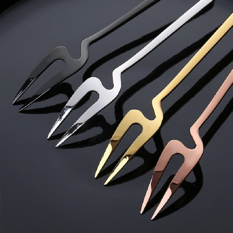 Stainless Steel V-shaped Wall Hanging Design Simple Coffee Spoon Fork Creative Long Handle Stirring Tableware, Style:Fork, Color:Rose Gold - free shipping - PMC TechLife - Order now!