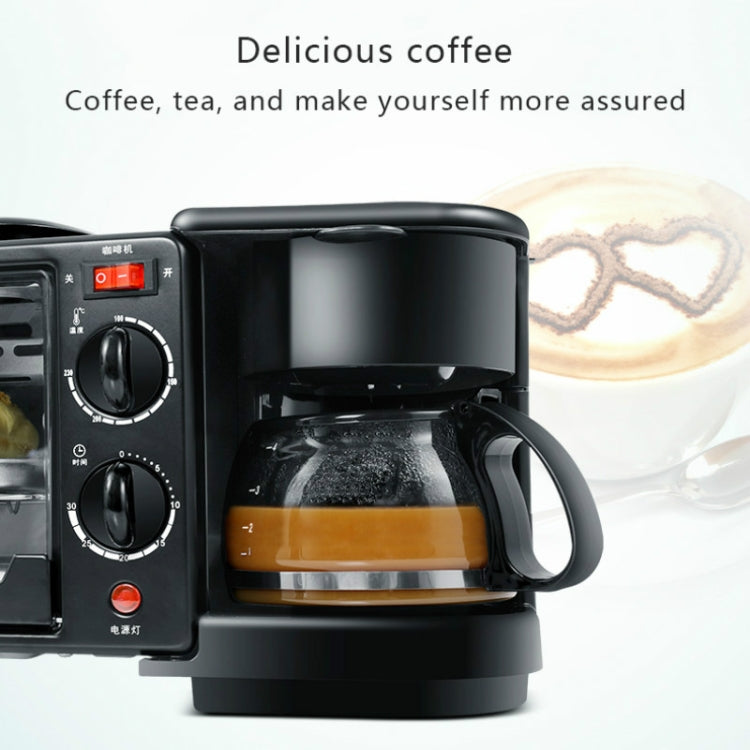 3 in 1 Electric Breakfast Machine Multifunction Coffee Maker + Frying Pan + Mini Oven  Household Bread Pizza Oven(Black) - free shipping - PMC TechLife - Order now!