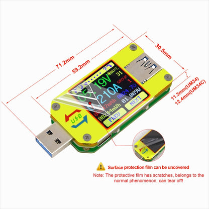 USB 3.0 Color Display Screen Tester Voltage-current Measurement Type-C Meter, Support Android APP, Model:UM34C with Bluetooth - Current & Voltage Tester by PMC Jewellery | Online Shopping South Africa | PMC Jewellery | Buy Now Pay Later Mobicred