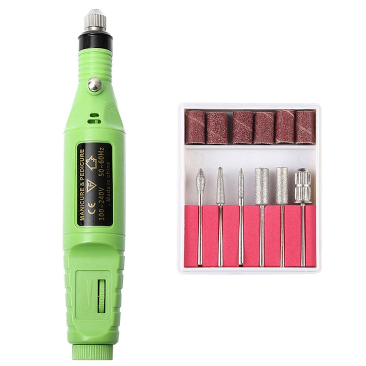 1 Set Power Professional Electric Manicure Machine Pen Pedicure Nail File Nail Tools 6 bits Drill Nail Drill Machine(EU Green) - Grinding Tools & Accessories by PMC Jewellery | Online Shopping South Africa | PMC Jewellery | Buy Now Pay Later Mobicred