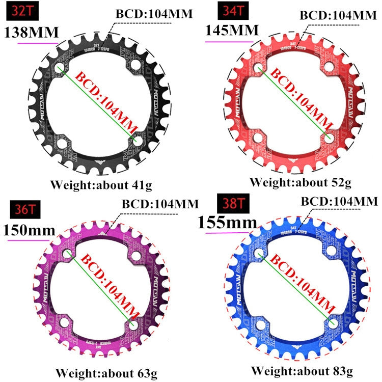 MOTSUV Narrow Wide Chainring MTB  Bicycle 104BCD Tooth Plate Parts(Blue) - free shipping - PMC TechLife - Order now!