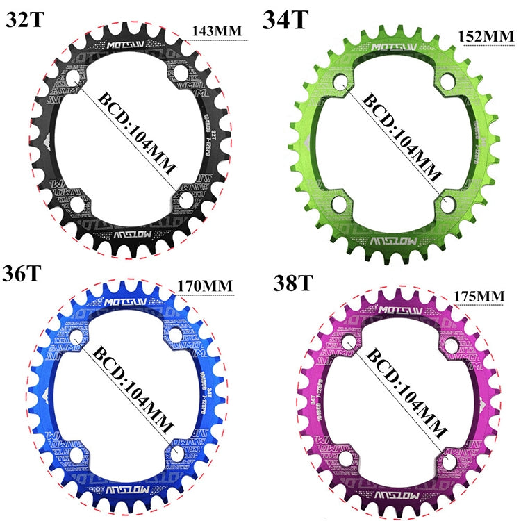 MOTSUV Narrow Wide Chainring MTB  Bicycle 104BCD Tooth Plate Parts(Blue) - Bicycle Brake Parts by MOTSUV | Online Shopping South Africa | PMC TechLife | Buy Now Pay Later Mobicred