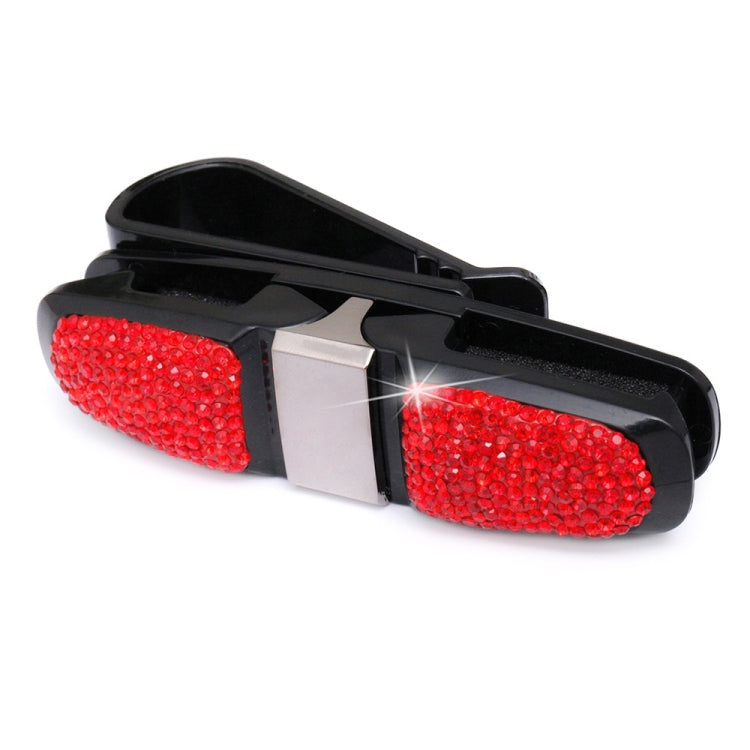 Diamond Mounted Rotating Car Glasses Clip Card Paper Holder Clips(Red) - Sunglasses & Glasses Clips by Dabond | Online Shopping South Africa | PMC Jewellery | Buy Now Pay Later Mobicred