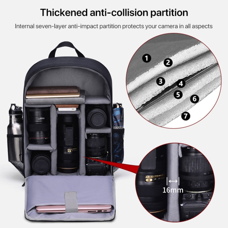 Cwatcun Shoulder Digital Camera Bag Outdoor Nylon Photography Backpack(Black (Big size)) - free shipping - PMC TechLife - Order now!