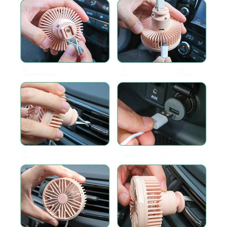 Car Vent Fan Multi-function USB Interface Mini LED Lamp Car Fan(Green) - Heating & Fans by PMC TechLife | Online Shopping South Africa | PMC TechLife | Buy Now Pay Later Mobicred