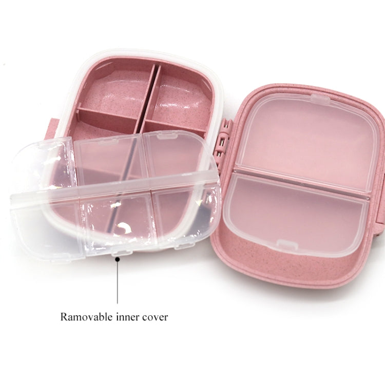 3 PCS 8-Grid Double-layer Portable Mini Straw Pill Storage Box(Wheat Pink) - free shipping - PMC TechLife - Order now!