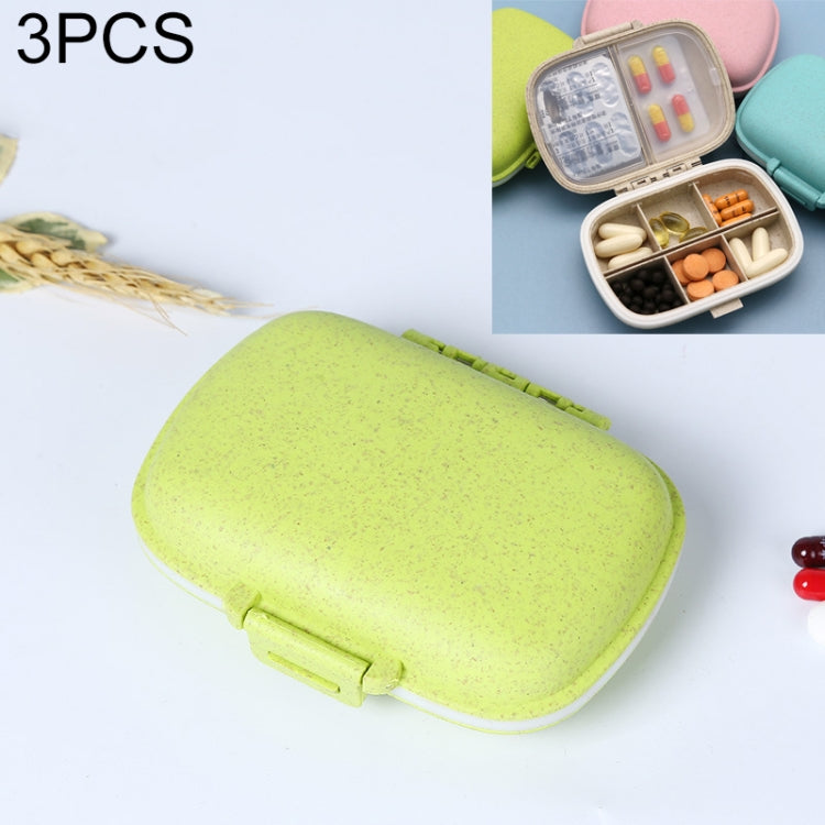 3 PCS 8-Grid Double-layer Portable Mini Straw Pill Storage Box(Wheat Green) - free shipping - PMC TechLife - Order now!