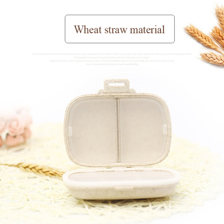 3 PCS 8-Grid Double-layer Portable Mini Straw Pill Storage Box(Wheat Beige) - free shipping - PMC TechLife - Order now!