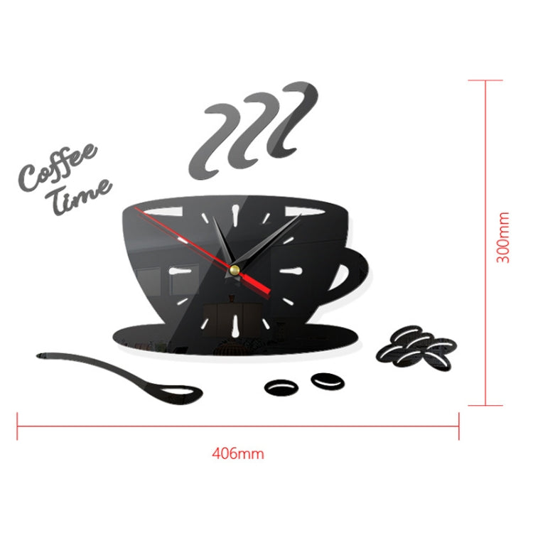 Home DIY 3D Stereo Decorative Fashion Coffee Wall Clock Acrylic Mirror Wall Sticker Coffee Clock(Red) - free shipping - PMc TechLife - Order now!