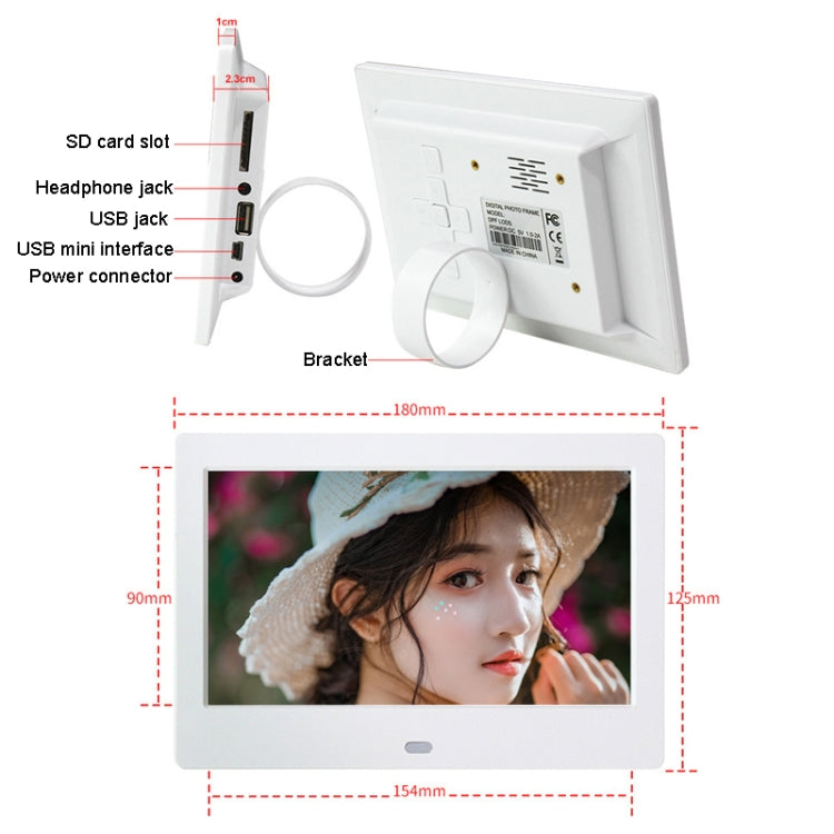 DPF-706 7 inch Digital Photo Frame LED Wall Mounted Advertising Machine, Plug:EU Plug(White) - 1.5-7.0 inch by PMC Jewellery | Online Shopping South Africa | PMC Jewellery