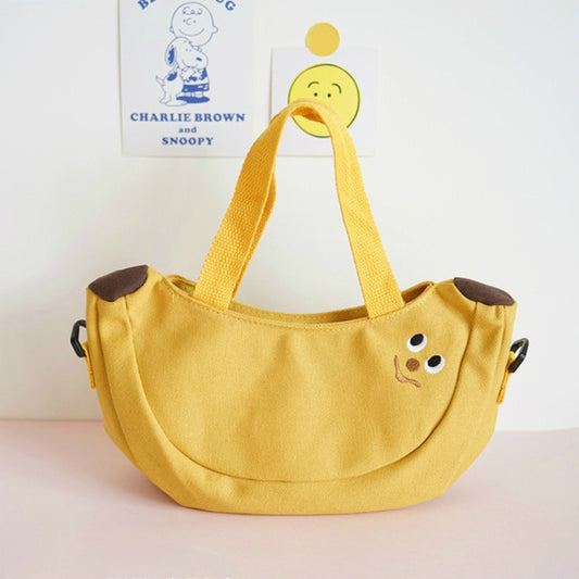 Cartoon Shoulder Tote Bag Fruit Banana Apple Embroidered Canvas Kids Crossbody Messenger Bags(Yellow) - Kids Bags by PMC Jewellery | Online Shopping South Africa | PMC Jewellery | Buy Now Pay Later Mobicred