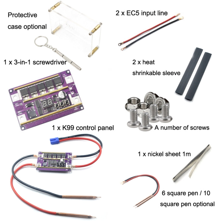 Start Treasure Version 12V Digital Display DIY Battery Spot Welding Machine Pen Control, Style:10 Square Pen With Case - Others by PMC TechLife | Online Shopping South Africa | PMC TechLife | Buy Now Pay Later Mobicred