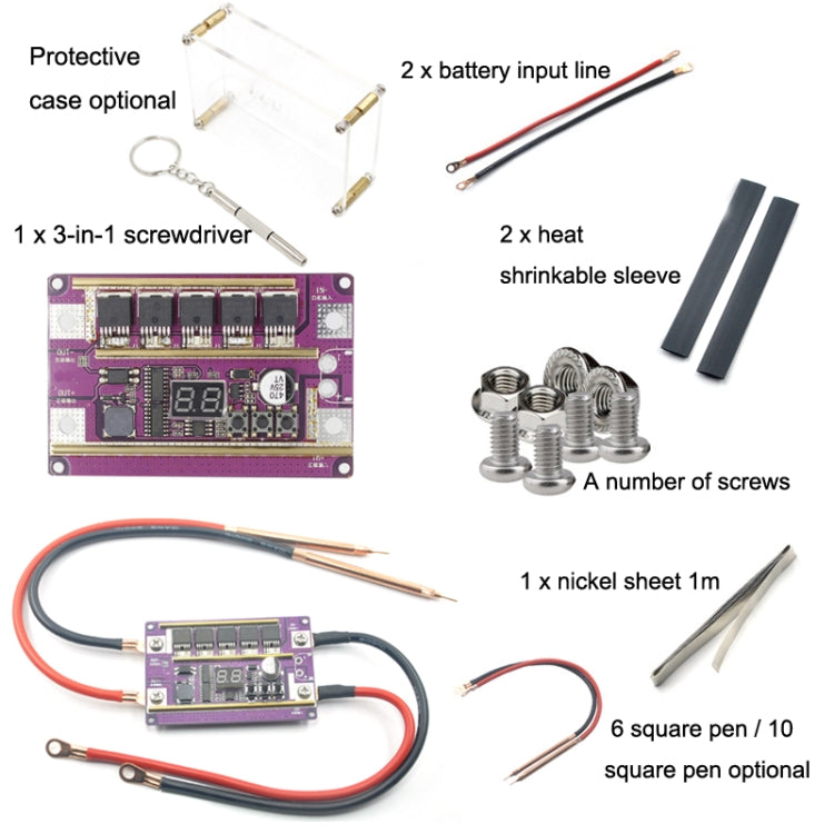 Lead-Acid Battery Version 12V Digital Display DIY Battery Spot Welding Machine Pen Control, Style:6 Square Pen With Case - Others by PMC TechLife | Online Shopping South Africa | PMC TechLife | Buy Now Pay Later Mobicred