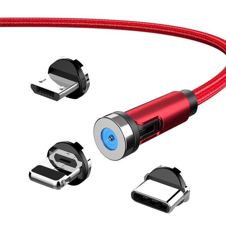 CC56 8 Pin + Type-C/USB-C + Micro USB Magnetic Interface Dust Plug Rotating Data Charging Cable, Cbale Length: 2m(Red) - Charging Cable & Head by PMC Jewellery | Online Shopping South Africa | PMC Jewellery | Buy Now Pay Later Mobicred