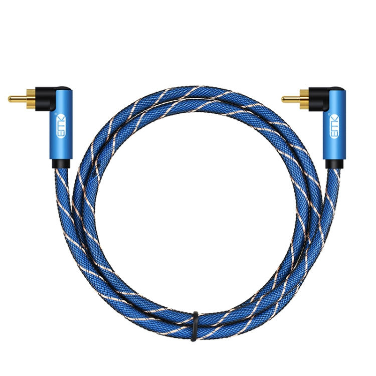 EMK Dual 90-Degree Male To Male Nylon Braided Audio Cable, Cable Length:3m(Blue) - Audio Optical Cables by EMK | Online Shopping South Africa | PMC Jewellery | Buy Now Pay Later Mobicred