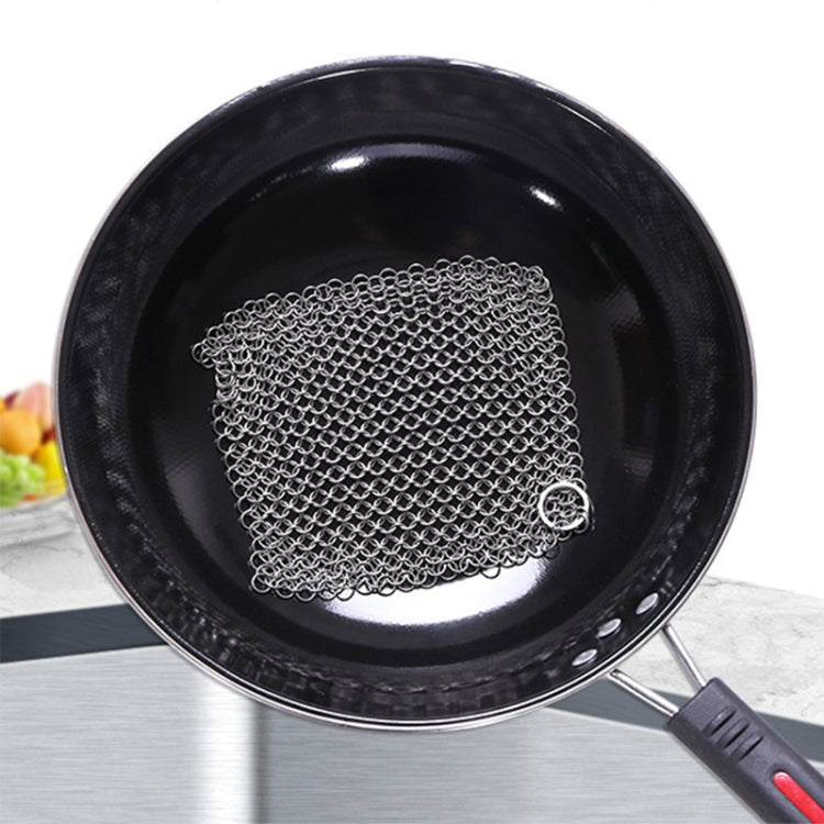 Stainless Steel Square Cast Iron Cleaner Pot Brush Scrubber Home Cookware Kitchen Cleaning Tool, Size:4×4inch - Cleaning Tools by PMC Jewellery | Online Shopping South Africa | PMC Jewellery