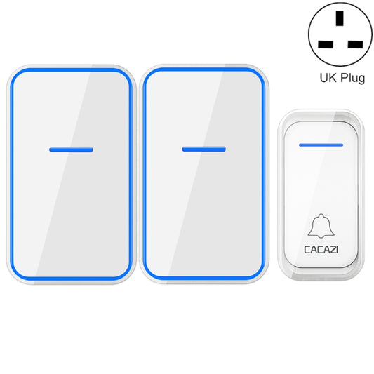 CACAZI A68-2 One to Two Wireless Remote Control Electronic Doorbell Home Smart Digital Wireless Doorbell, Style:UK Plug(White) - Wireless Doorbell by CACAZI | Online Shopping South Africa | PMC Jewellery