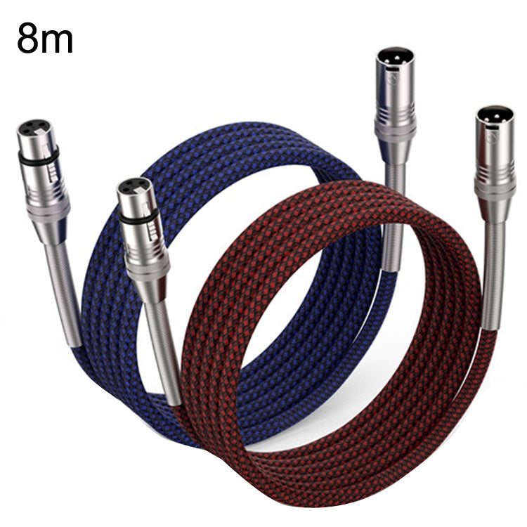 2pcs LHD010 Caron Male To Female XLR Dual Card Microphone Cable Audio Cable 8m(Red + Blue) - Microphone Audio Cable & Connector by PMC Jewellery | Online Shopping South Africa | PMC Jewellery | Buy Now Pay Later Mobicred