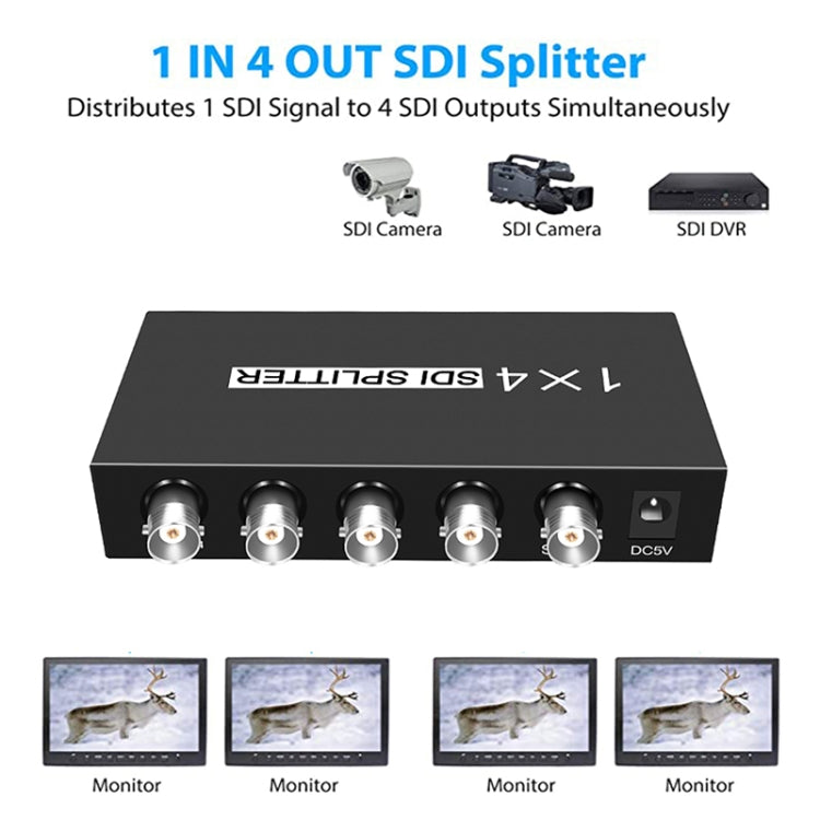 1 In 4 Out SD-SDI / HD-SDI / 3G-SDI Distribution Amplifier Video SDI Splitter(EU Plug) - Splitter by PMC Jewellery | Online Shopping South Africa | PMC Jewellery