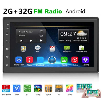 A2222KT 7 Inch Android Navigation WiFi Version 2+64G GPS Bluetooth 2.5D Screen Car Central Control MP5 Player, Style:Standard+4Lights Camera - Car MP3 & MP4 & MP5 by PMC Jewellery | Online Shopping South Africa | PMC Jewellery | Buy Now Pay Later Mobicred