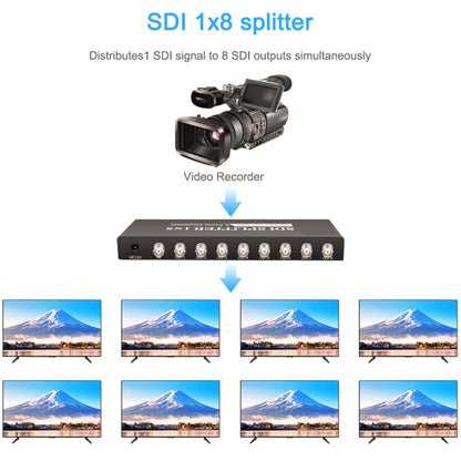 1 In 8 Out SD-SDI / HD-SDI / 3G-SDI Distribution Amplifier Video SDI Splitter(UK Plug) - Splitter by PMC Jewellery | Online Shopping South Africa | PMC Jewellery | Buy Now Pay Later Mobicred