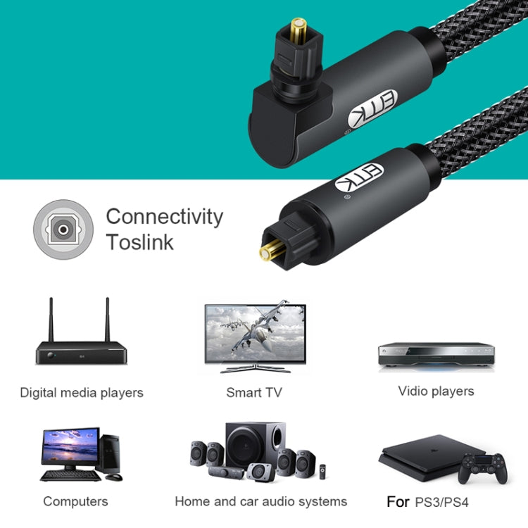 EMK 90 Degree Swivel Adjustable Right Angled 360 Degrees Rotatable Plug Nylon Woven Mesh Optical Audio Cable, Cable Length:1.5m(Black) - Audio Optical Cables by EMK | Online Shopping South Africa | PMC TechLife | Buy Now Pay Later Mobicred