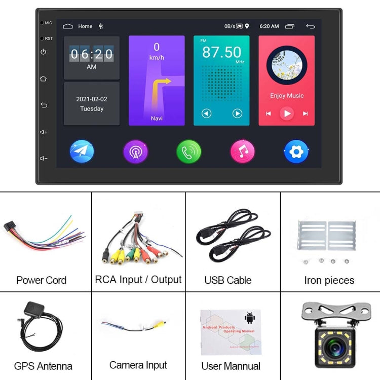 A2798 9 Inch Android WiFi 2+32G Central Control Large screen Universal Car Navigation Reversing Video Player, Style:Standard+12Lights Camera - Car MP3 & MP4 & MP5 by PMC Jewellery | Online Shopping South Africa | PMC Jewellery | Buy Now Pay Later Mobicred