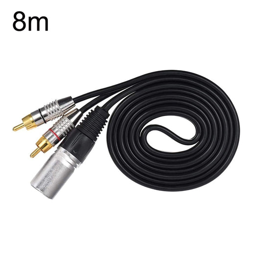 XLR Male To 2RCA Male Plug Stereo Audio Cable, Length:, Length:8m - Microphone Audio Cable & Connector by PMC Jewellery | Online Shopping South Africa | PMC Jewellery | Buy Now Pay Later Mobicred