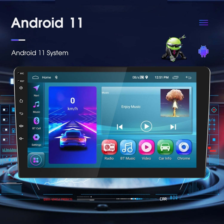 A3196 10 Inch Car Android Large Screen Navigation Central Control Screen 2+64G Player with CarPlay, Style:Standard+4Lights Camera - Car MP3 & MP4 & MP5 by PMC Jewellery | Online Shopping South Africa | PMC Jewellery | Buy Now Pay Later Mobicred