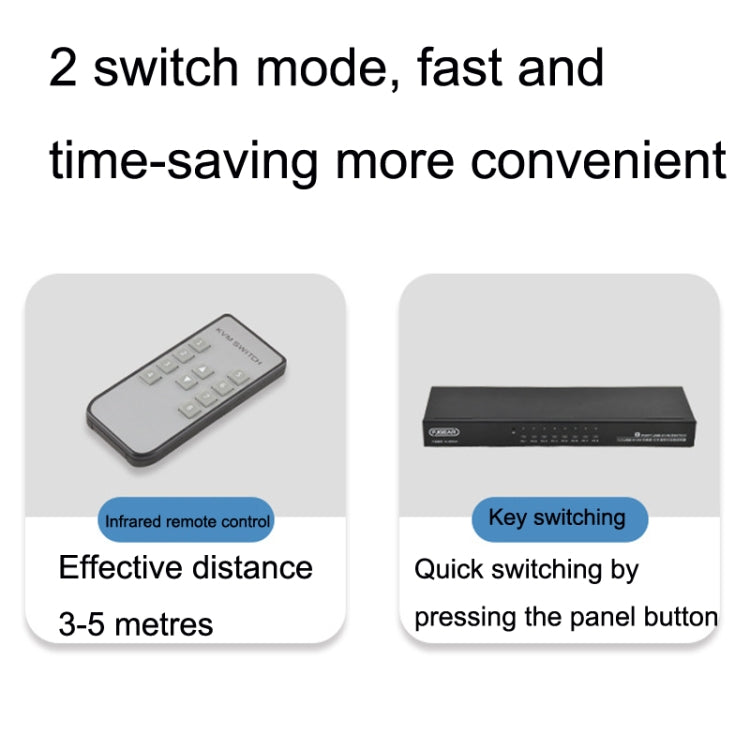 FJGEAR FJ-810UK 8 In 1 Out USB KVM Switcher With Desktop Switch, Plug Type:US Plug(Black) - Converter by FJGEAR | Online Shopping South Africa | PMC Jewellery | Buy Now Pay Later Mobicred