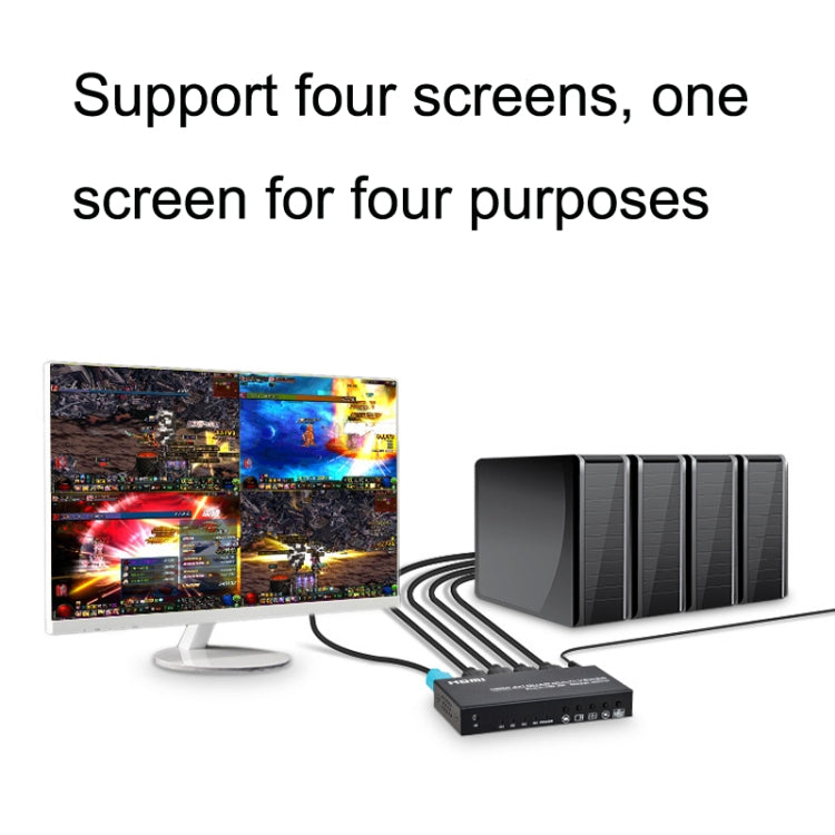 FJGEAR FJ-401HF 4 In 1 Out 4K HDMI Splitter Supports Four Screen Segmentation, Plug Type:EU Plug(Black) - free shipping - PMC Jewellery - Order now!