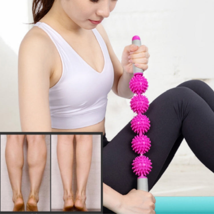 5 Ball Muscle Massage Relax Hedgehog Ball Yoga Stick Roller Stick(Pink) - Yoga Blocks by PMC Jewellery | Online Shopping South Africa | PMC Jewellery