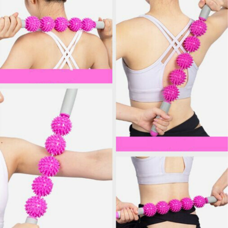 5 Ball Muscle Massage Relax Hedgehog Ball Yoga Stick Roller Stick(Pink) - Yoga Blocks by PMC Jewellery | Online Shopping South Africa | PMC Jewellery