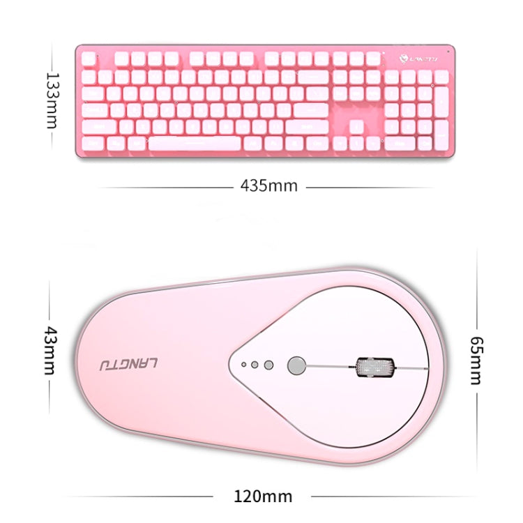 LANGTU LT600 Silent Office Punk Keycap Wireless Keyboard Mouse Set(Black) - Wireless Keyboard by LANGTU | Online Shopping South Africa | PMC Jewellery | Buy Now Pay Later Mobicred