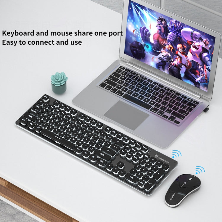 LANGTU LT600 Silent Office Punk Keycap Wireless Keyboard Mouse Set(Black) - Wireless Keyboard by LANGTU | Online Shopping South Africa | PMC Jewellery | Buy Now Pay Later Mobicred