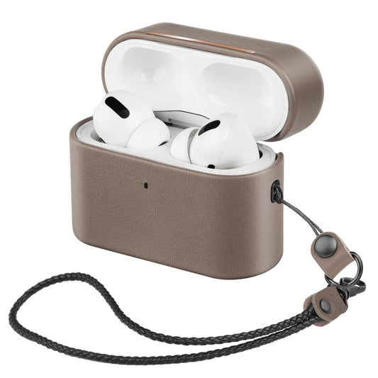 Wireless Earphone Protective Shell Leather Case Split Storage Box For Airpods Pro(Gray) - For AirPods Pro by PMC Jewellery | Online Shopping South Africa | PMC Jewellery | Buy Now Pay Later Mobicred