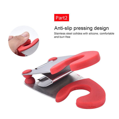 Stainless Steel Plastic Pan Edge Clamp Anti-Scald Rubber Bracket Kitchen Gadgets(Red) - Food Clips & Clips by PMC Jewellery | Online Shopping South Africa | PMC Jewellery | Buy Now Pay Later Mobicred