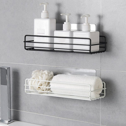 Wrought Iron Bathroom Shelf Wall Mounted Free Punch Toilet Rack(Black) - Shelves by PMC Jewellery | Online Shopping South Africa | PMC Jewellery