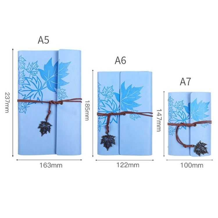 A6 PU Maple Retro Straps Handbook Loose-leaf Notebook(Light Blue) - Notebooks by PMc TechLife | Online Shopping South Africa | PMc TechLife | Buy Now Pay Later Mobicred