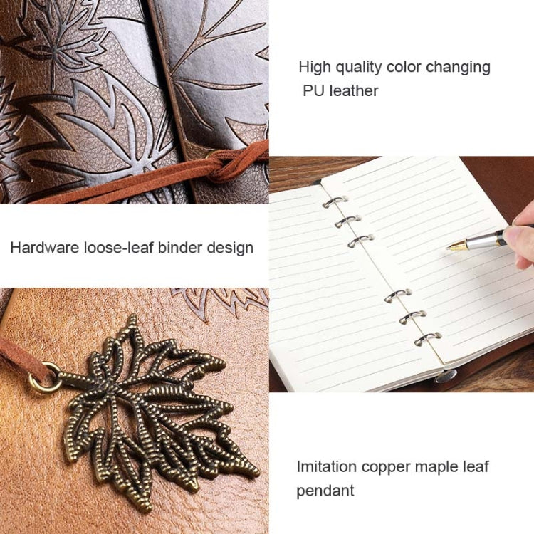 A6 PU Maple Retro Straps Handbook Loose-leaf Notebook(Light Blue) - Notebooks by PMc TechLife | Online Shopping South Africa | PMc TechLife | Buy Now Pay Later Mobicred