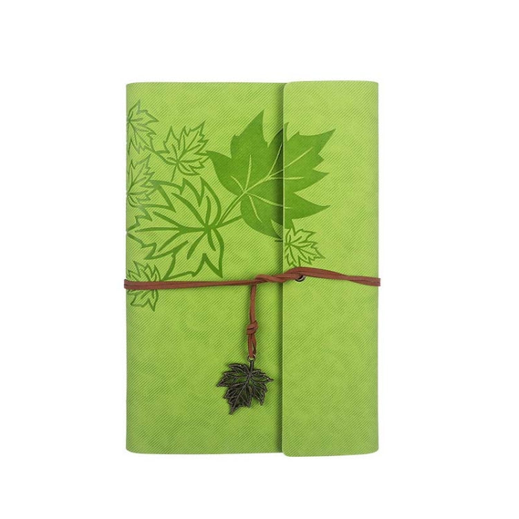 A5 PU Maple Retro Straps Handbook Loose-leaf Notebook(Green) - Notebooks by PMc TechLife | Online Shopping South Africa | PMc TechLife | Buy Now Pay Later Mobicred