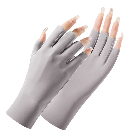 Ladies Sunscreen Gloves Half Finger Ice Silk Gloves,Style: Cent Finger(Gray) - Safety Gloves by PMC Jewellery | Online Shopping South Africa | PMC Jewellery | Buy Now Pay Later Mobicred