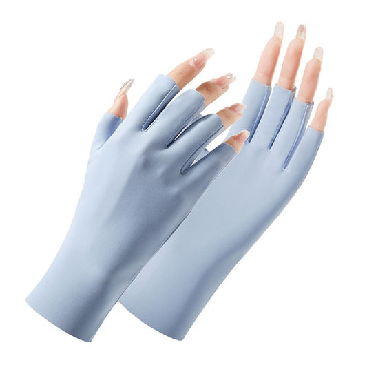 Ladies Sunscreen Gloves Half Finger Ice Silk Gloves,Style: Cent Finger(Blue) - Safety Gloves by PMC Jewellery | Online Shopping South Africa | PMC Jewellery | Buy Now Pay Later Mobicred