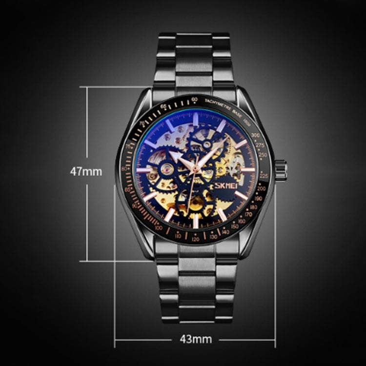 SKMEI 9194 Men Automatic Skeleton Mechanical Steel Band Watch (Silver) - free shipping - PMC TechLife - Order now!