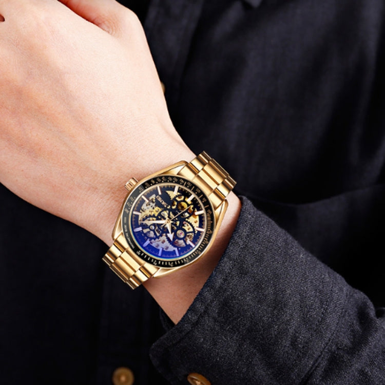 SKMEI 9194 Men Automatic Skeleton Mechanical Steel Band Watch (Silver) - free shipping - PMC TechLife - Order now!